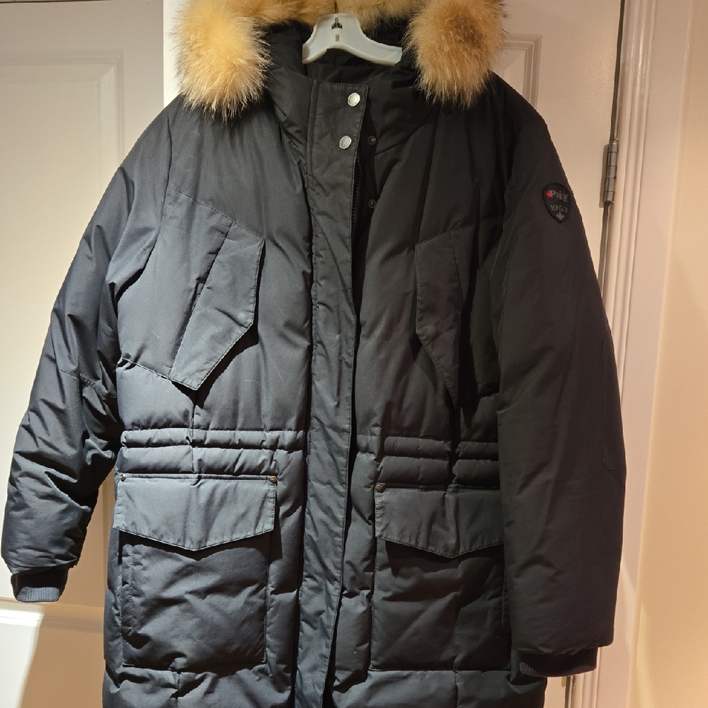 Women's Pajar Black Puffer Coat with Fur Trim